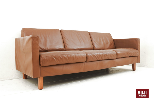 無印良品MUJI 総革3人掛けソファ ブラウン買取のアドア東京｜家具買取