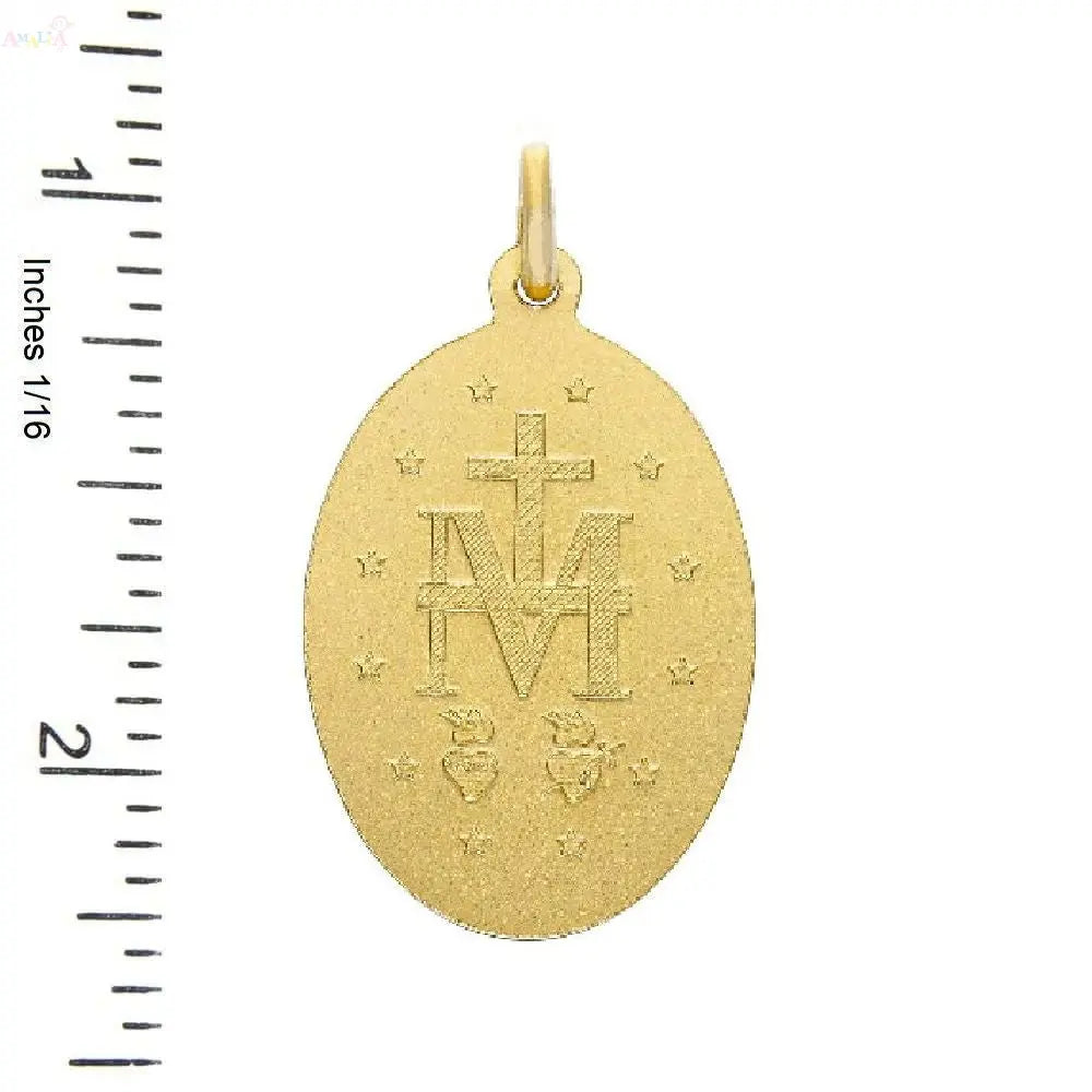 18K Solid Yellow Gold Large Miraculous Medal Pendant – Amalia J