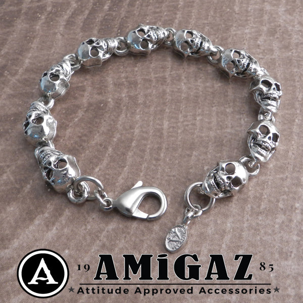 Flat Skull Pewter Bracelet Antique Silver | AMiGAZ Attitude