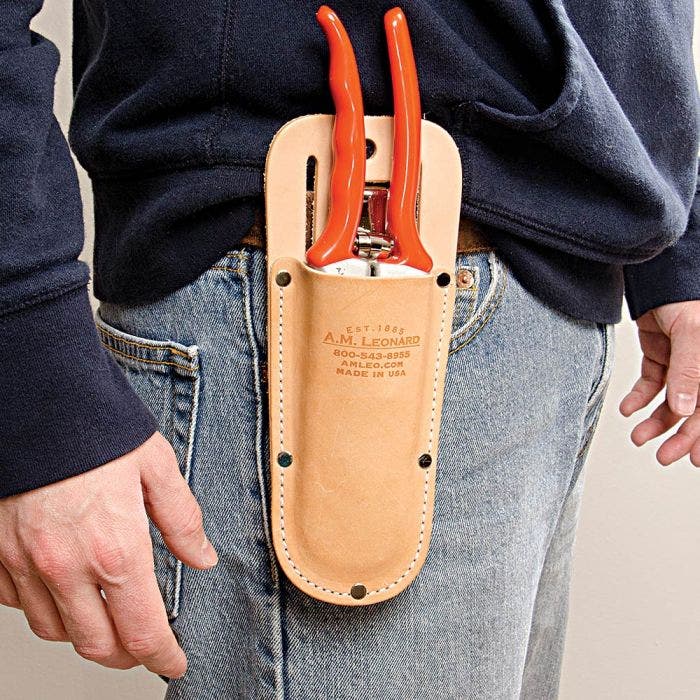Leather Sheath for 8in Pruners with Belt Loop and Clip by A.M. Leonard
