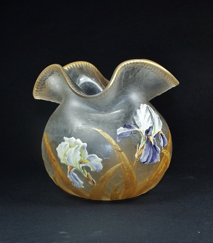 Legras-MONTJOYE】ルグラ‐モンジョワ アイリス文巾着型花器