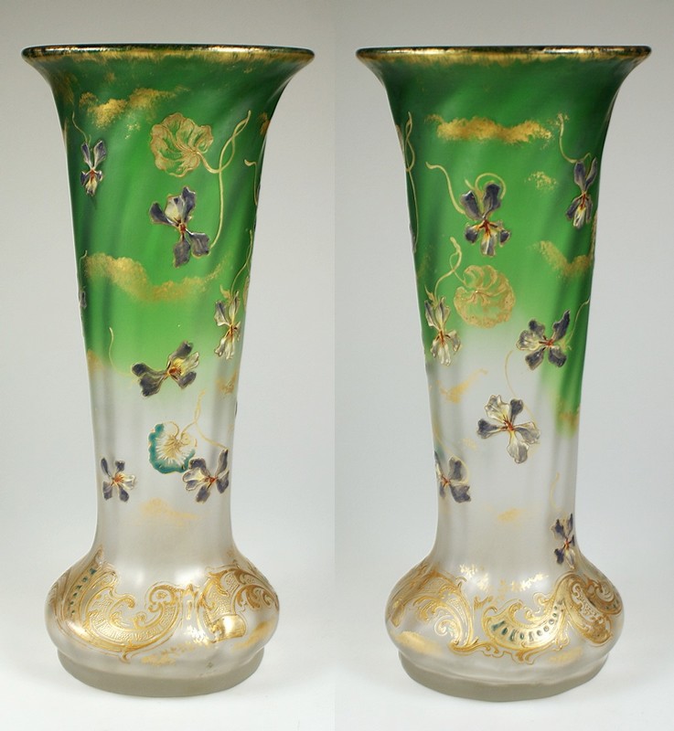 LEGRAS】ルグラ スミレ文エナメル彩花瓶 - アンティック 姉妹社