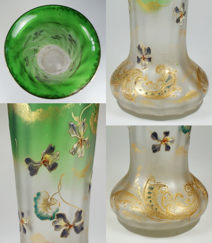 LEGRAS】ルグラ スミレ文エナメル彩花瓶 - アンティック 姉妹社