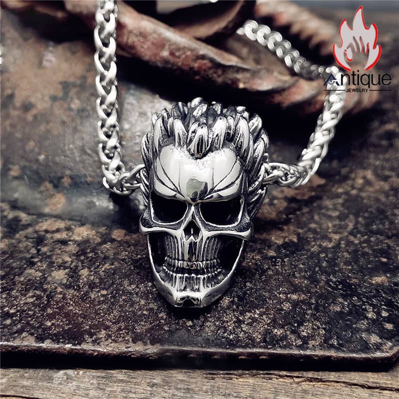 Antique Jewelry ダークバロン スカルペンダント メンズ用のチタン