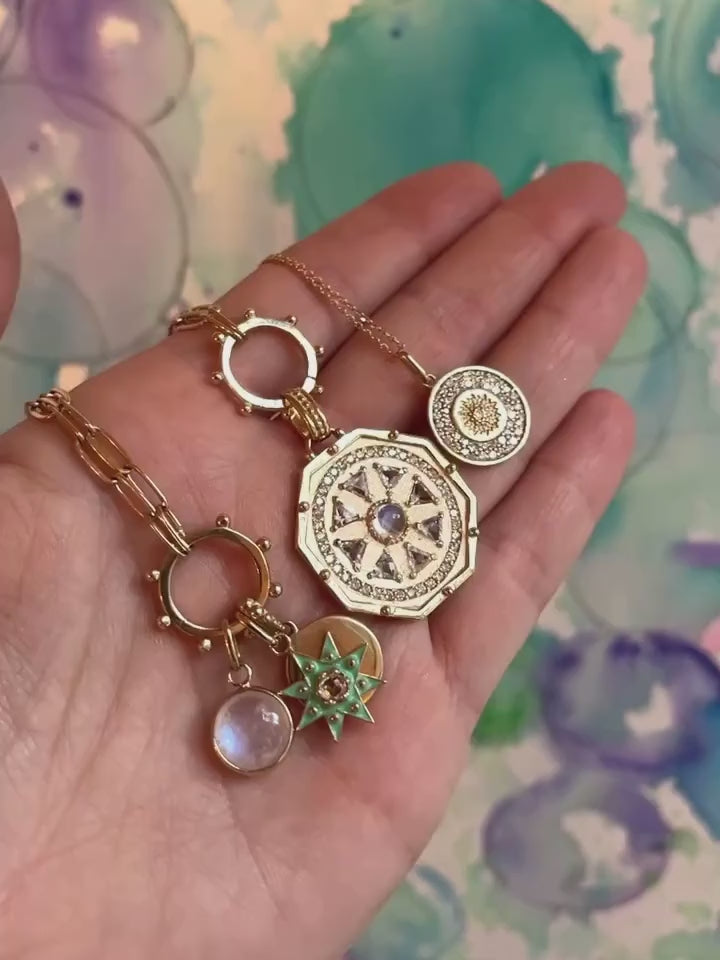 ANZIE | 14k Gold Aztec Moonstone, Diamond, Topaz Deco Medallion