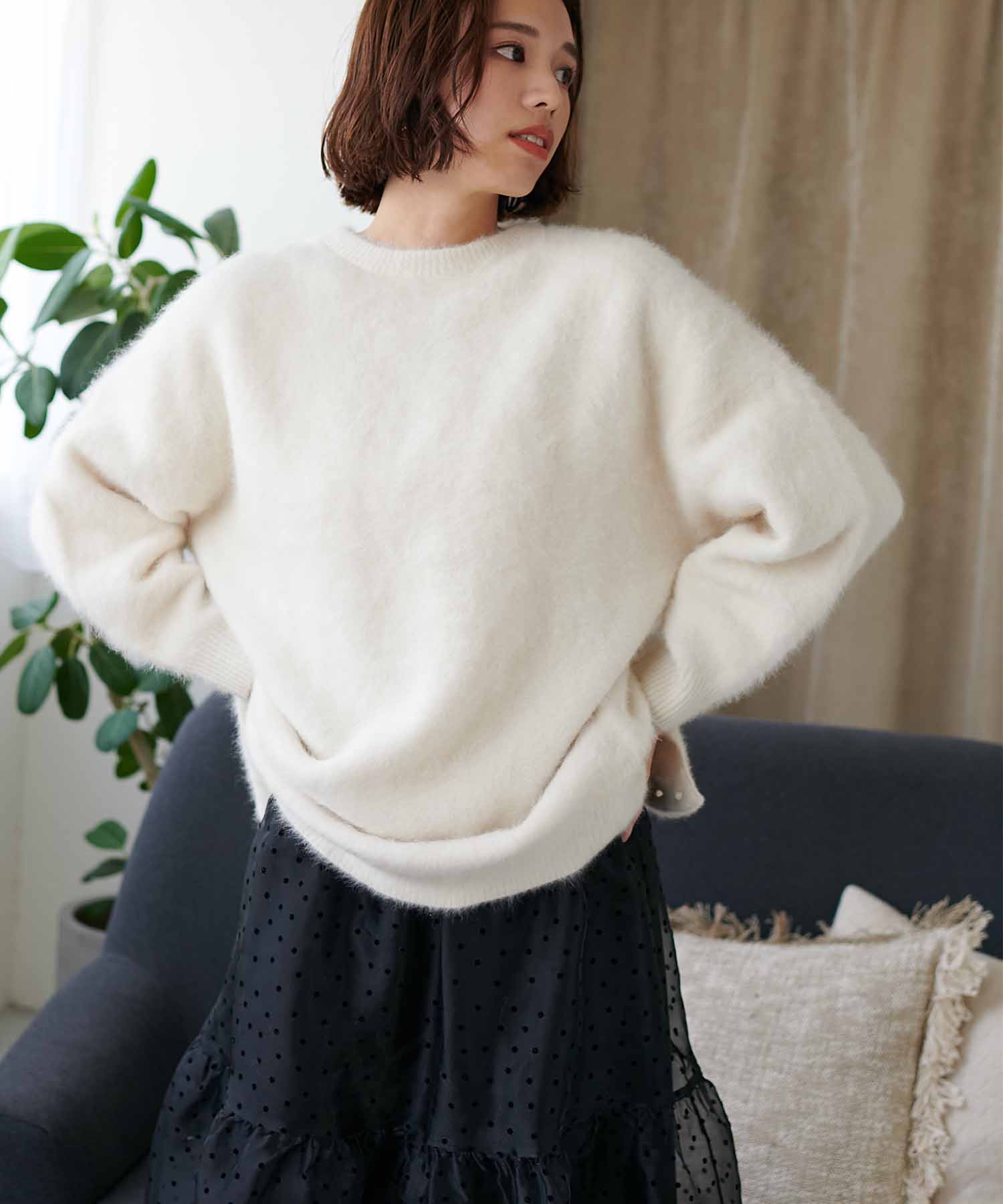 フォックスカシミヤ 前後2wayルーズカーデニット | AND ON JIONE STORE