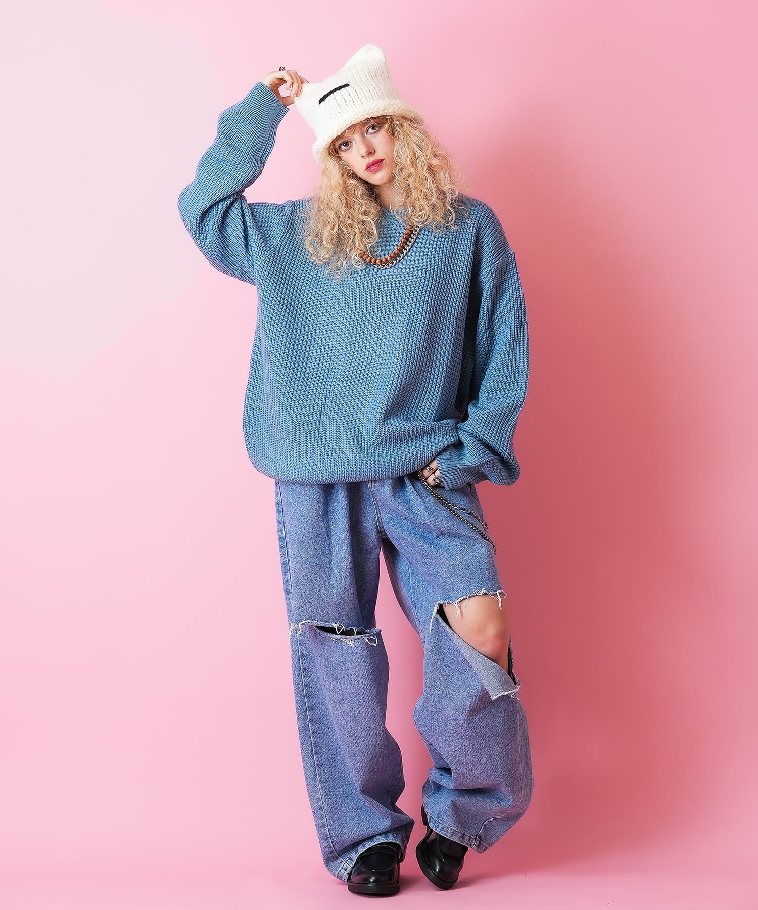 ネコ耳ハットライクニット帽 / メンズ レディース ユニセックス ニット