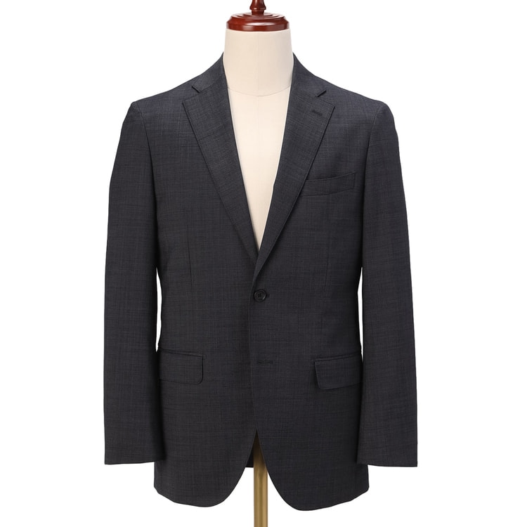 洗える ウールブレンドジャケット 紺カルゼ LES MUES スリム セット