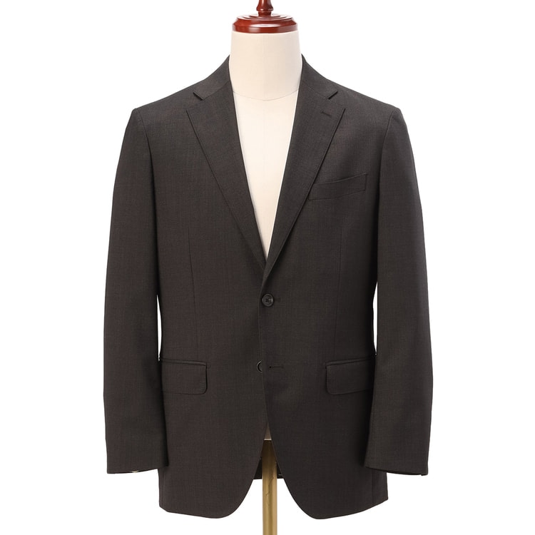 洗える ウールブレンドジャケット こげ茶 LES MUES スリム