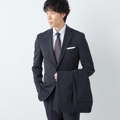 洗える ストレッチ サステナブル 2パンツスーツ 紺 ストライプ JOURNAL