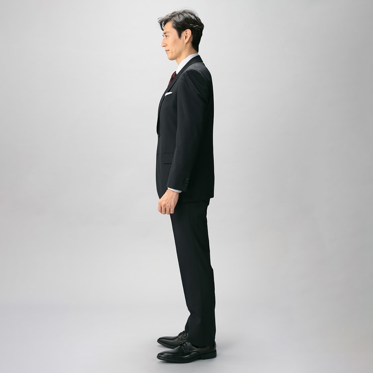 ビジネスから就活まで】黒無地 洗える 2パンツスーツ LES MUES ベーシ