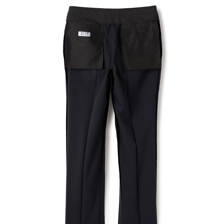 アウトレット】洗える ストレッチ 2パンツスーツ 紺ストライプ LES MUE