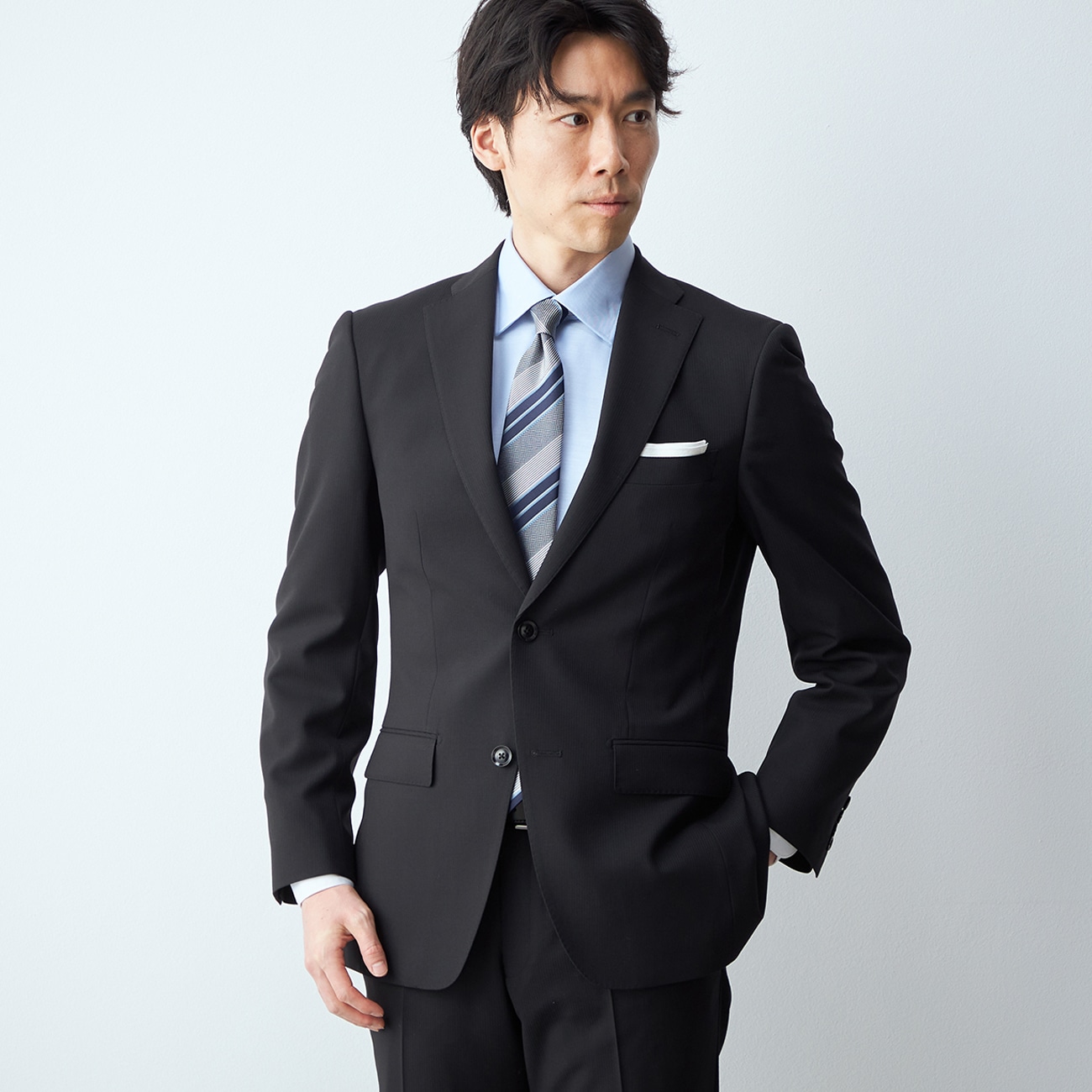 タスマニアウールブレンドスーツ 黒 スリム JUNKO SHIMADA JS h