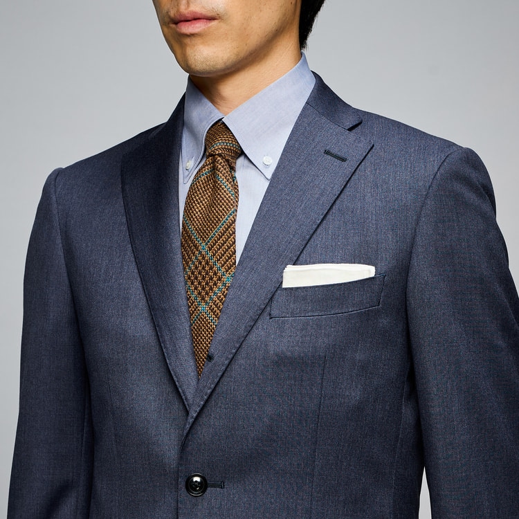 REDA インポート素材スーツ 段返り3つボタン 紺無地 スリム JUNKO S