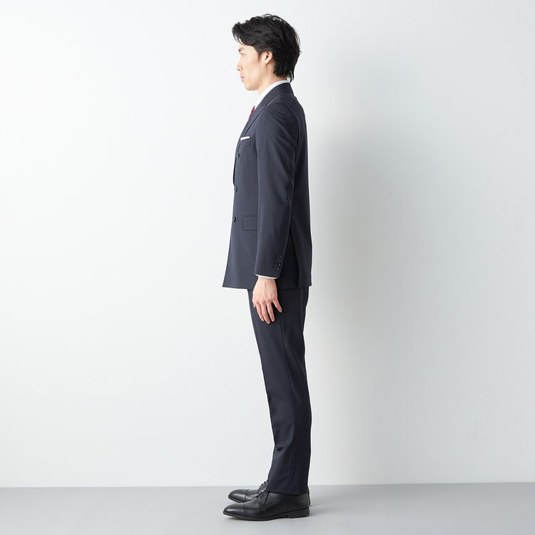 アウトレット】リサイクル素材使用 ストレッチダブルスーツ 紺