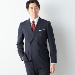 アウトレット】リサイクル素材使用 ストレッチダブルスーツ 紺