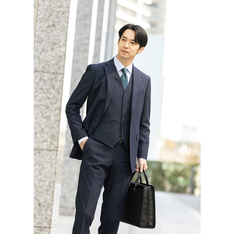 コンフォートスーツ スリーピース 紺無地 LES MUES ブリティッシュ