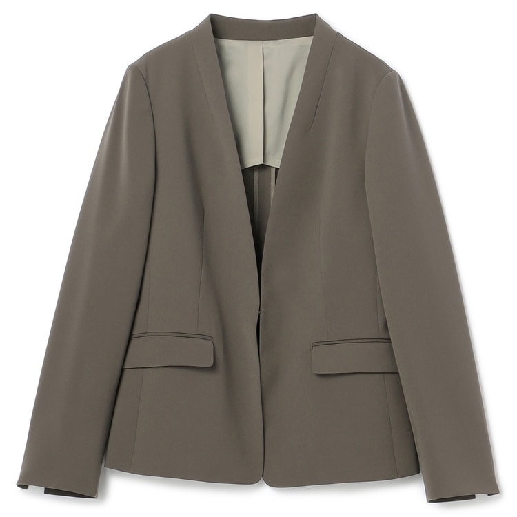 アウトレット】Oggiコラボ ダブルクロス ノーカラージャケット モカ