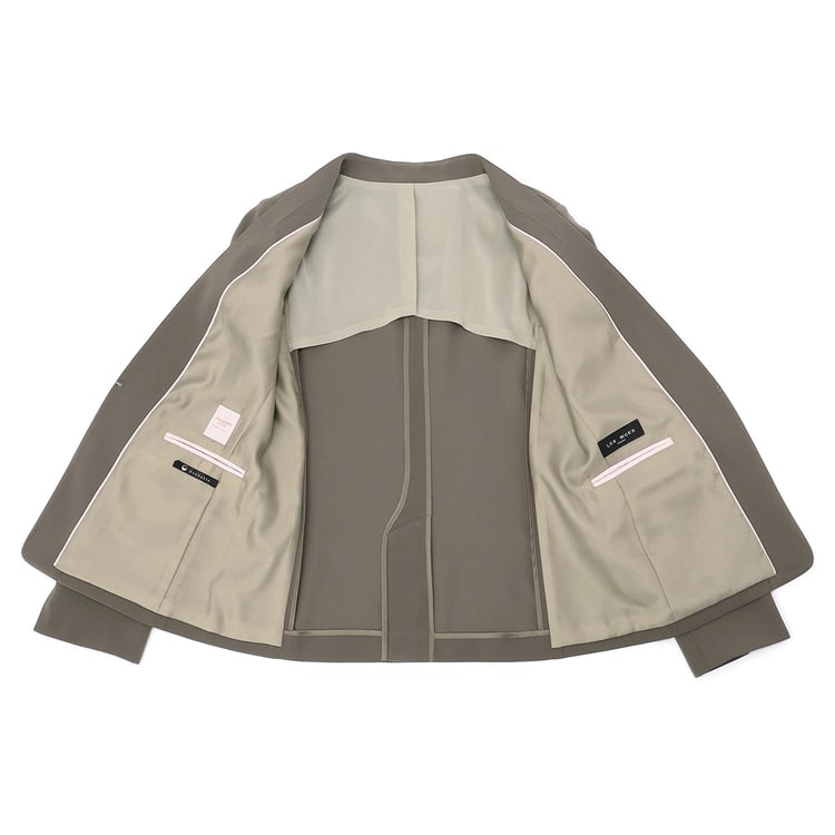 アウトレット】Oggiコラボ ダブルクロス ノーカラージャケット モカ