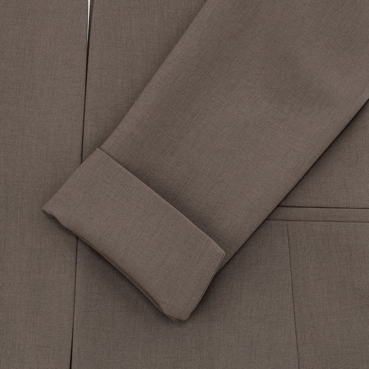 アウトレット】2wayストレッチ トロピカルノーカラージャケット 茶