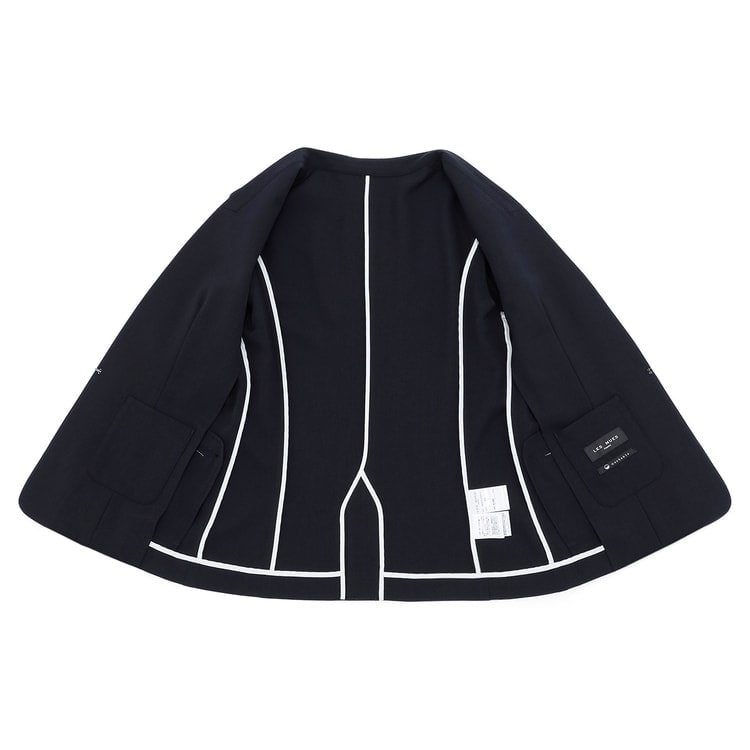 アウトレット】2wayストレッチ トロピカルノーカラージャケット 紺