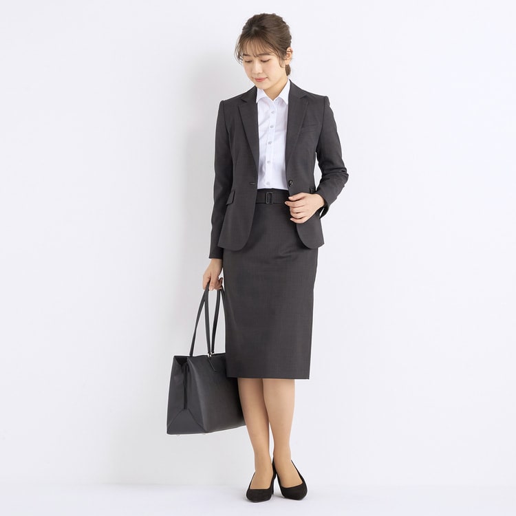 アウトレット】洗えるキレイスーツ グレーピンドット テーラード