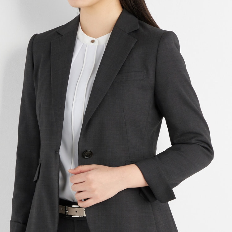 アウトレット】洗えるキレイスーツ グレーピンドット テーラード