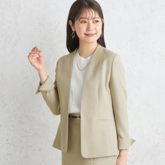 アウトレット】シャークベージュ ノーカラージャケット セットアップ