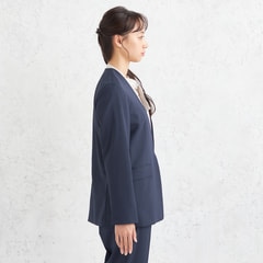 Oggiコラボ 2Wayストレッチツイル ノーカラージャケット 紺