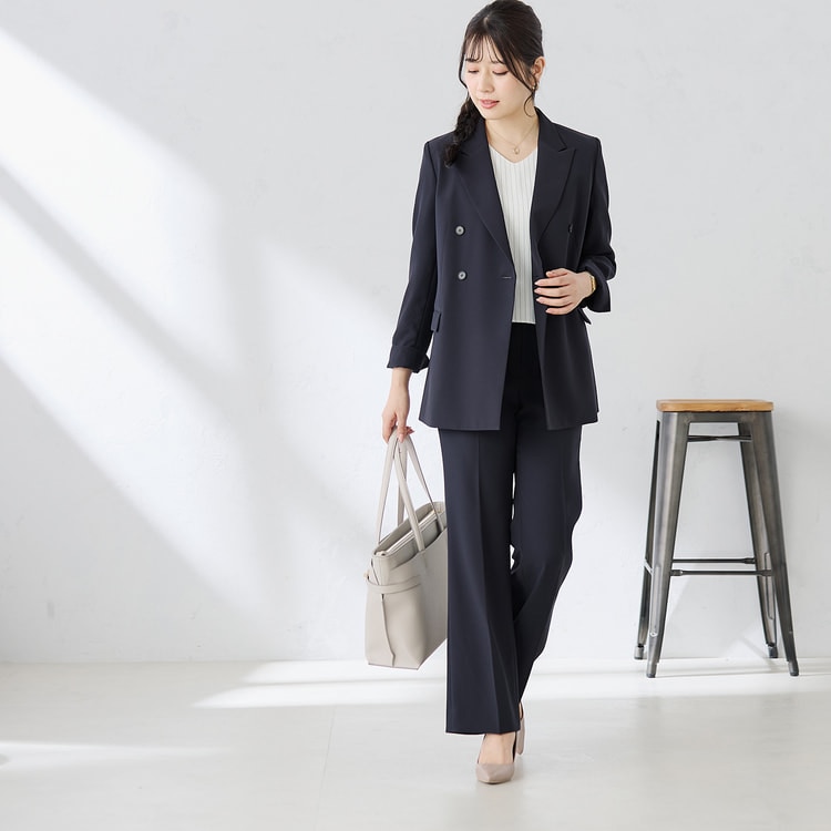 パウダリーストレッチ紺 ダブルジャケット セットアップ着用可【AOKI