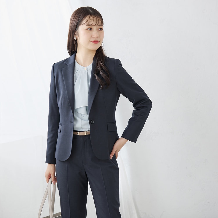洗える360°キレイスーツ テーラードジャケット セットアップ着用可 紺