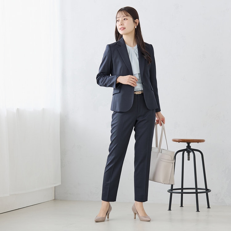 洗える360°キレイスーツ テーラードジャケット セットアップ着用可 紺