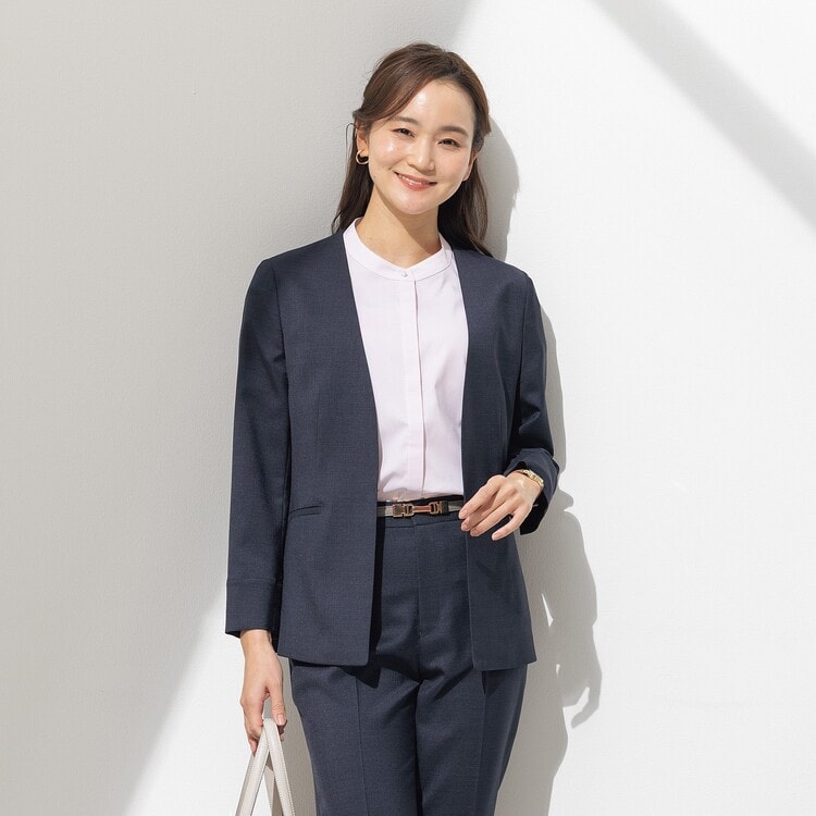 リネンライク ノーカラージャケット セットアップ着用可【AOKI公式通販】