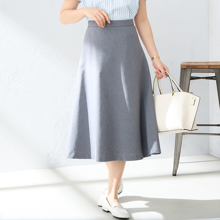 アウトレット】360°キレイ 2Wayストレッチ セミフレアスカート グレー
