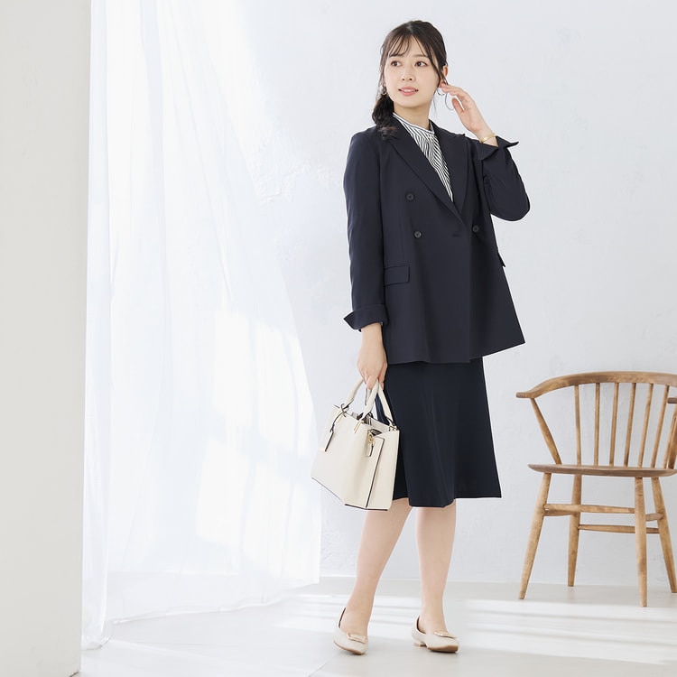 パウダリーストレッチ紺 フレアスカート セットアップ着用可【AOKI公式