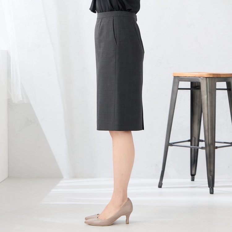 洗える360°キレイスーツ グレー タイトスカート セットアップ着用可