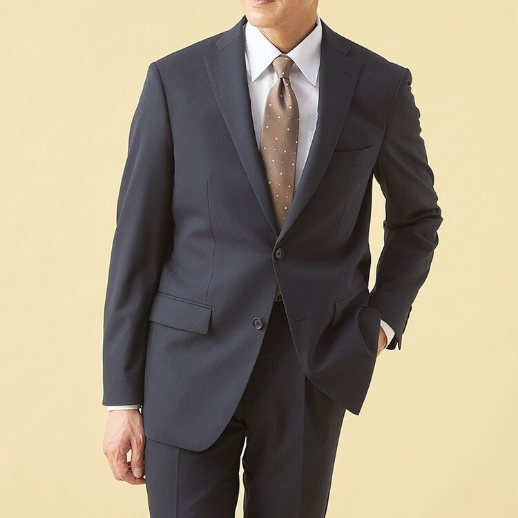 QOS】洗える 紺シャドーストライプジャケット ベーシック LES MUES