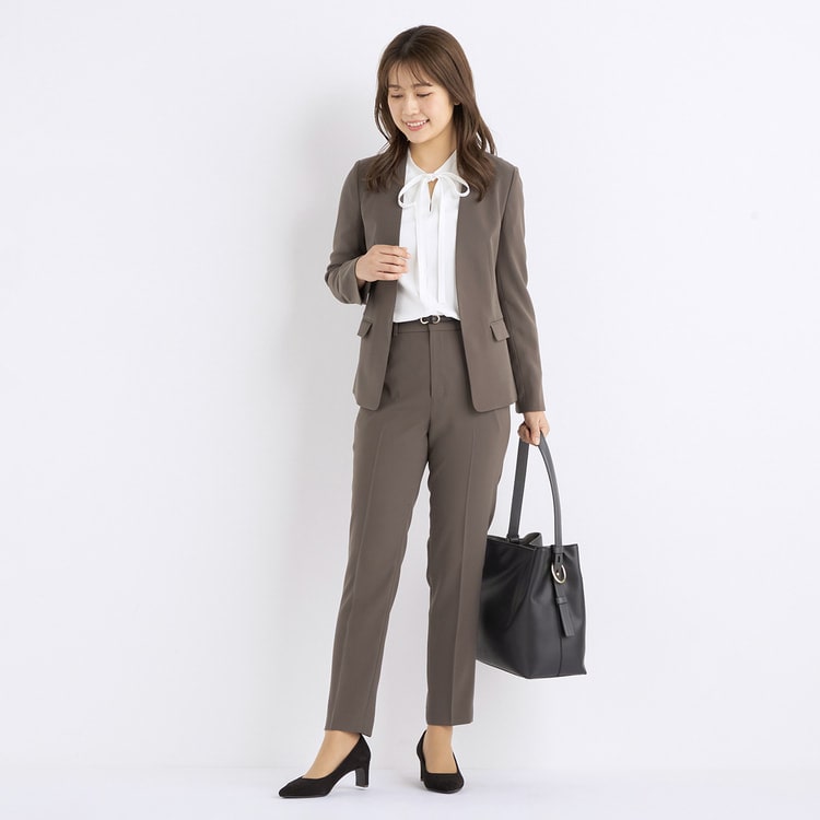 アウトレット】Oggiコラボ ダブルクロス クロップドパンツ モカ