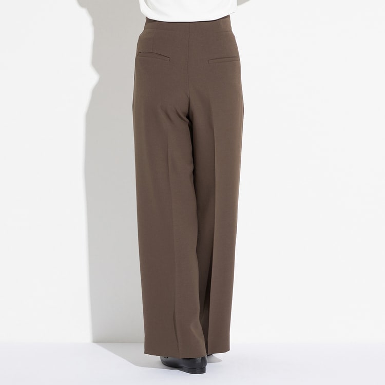 アウトレット】2wayストレッチ トロピカルワイドパンツ 茶