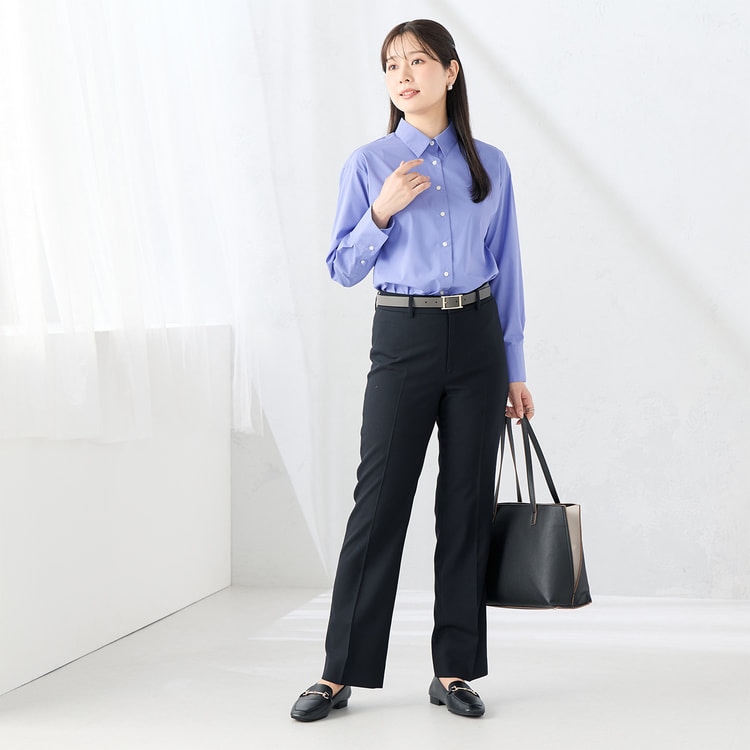 洗える360°キレイスーツ 紺 ストレートパンツ セットアップ着用可