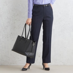 アウトレット】洗えるキレイスーツ ストレートパンツ 紺織柄ストライプ