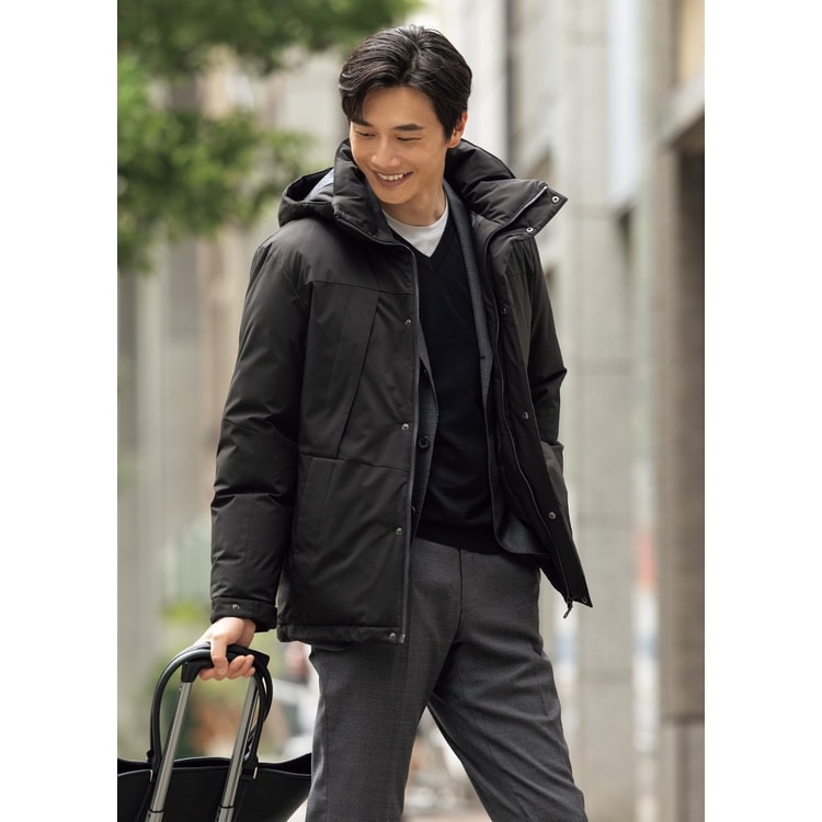 L＆Wデザイン】はっ水 フード取り外し可能 ハイブリットダウンパーカー