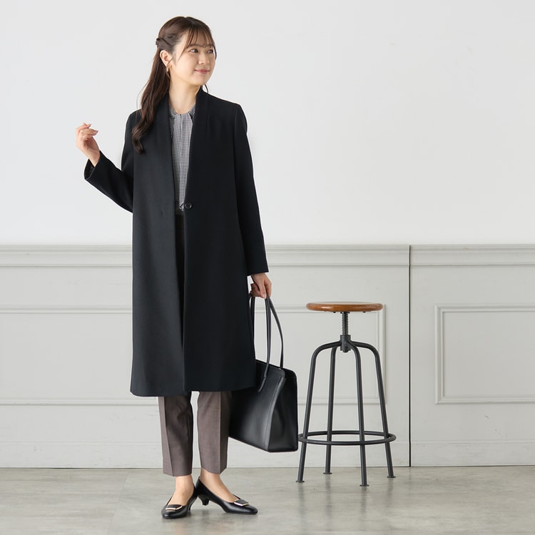 スタンドノーカラーコート 黒【AOKI公式通販】