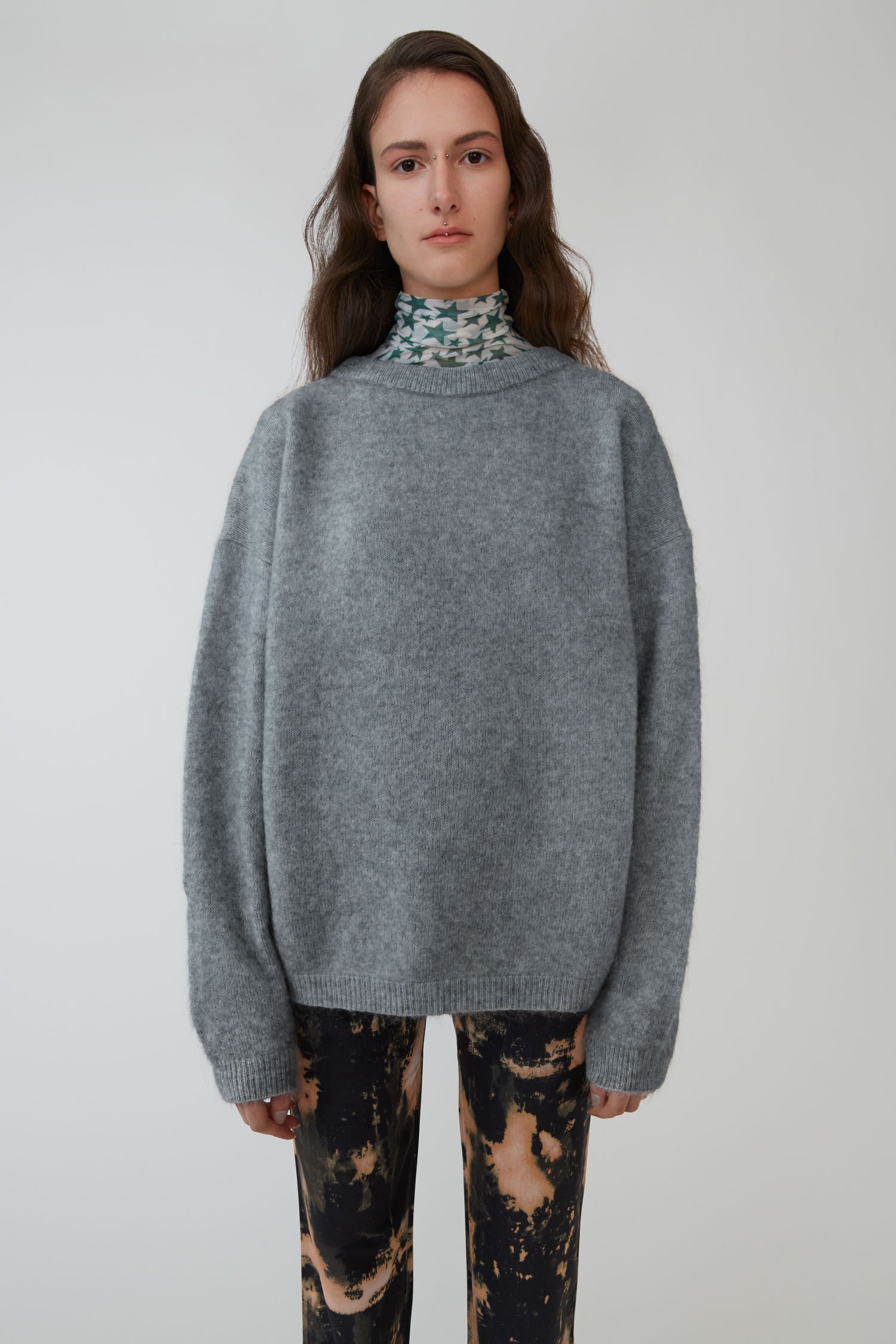 Acne Studios Dramatic Moh Grey Melange In Oversized Sweater