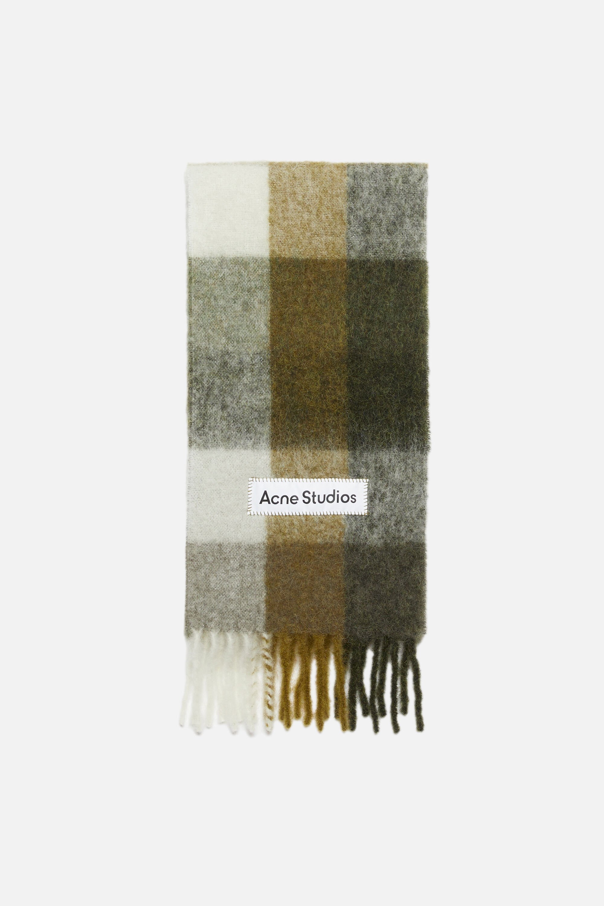 Acne Studios - モヘアチェックスカーフ - トープ/グリーン/ブラック