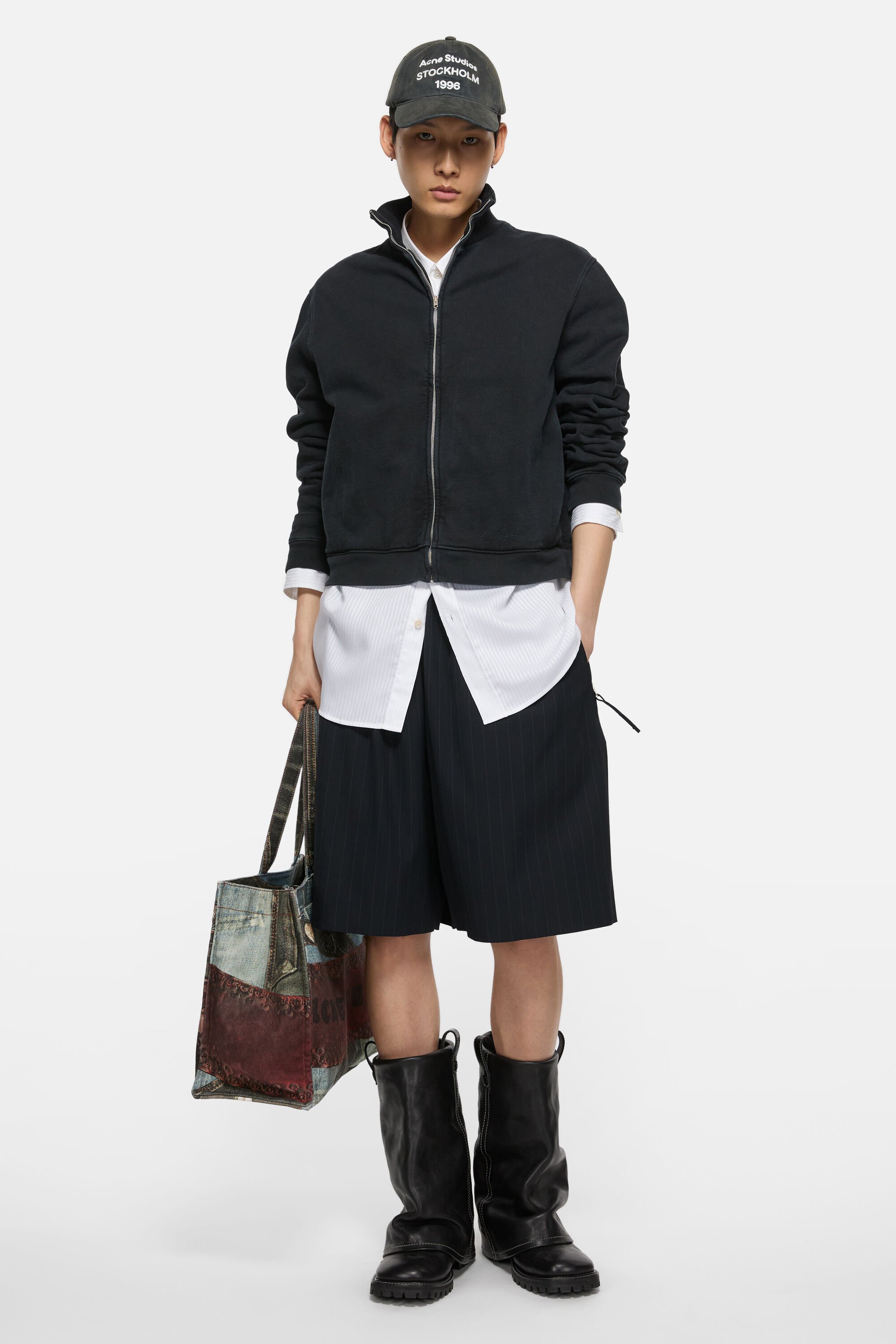 Acne Studios - ジップアップスウェットシャツ - フェイデッドブラック