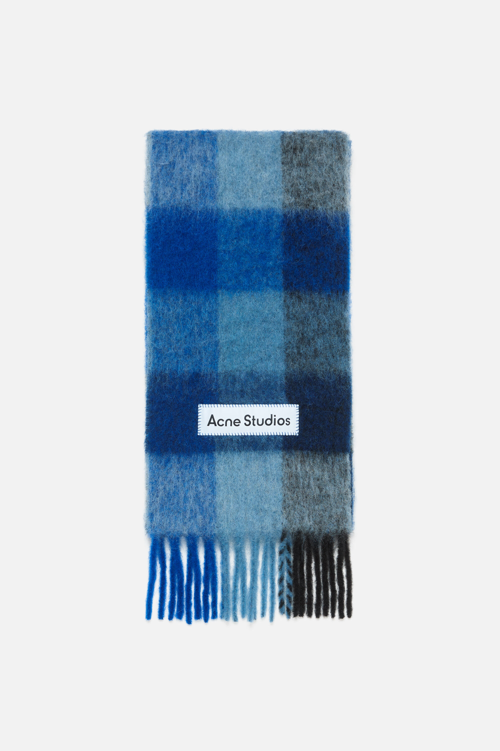 Acne Studios - Mohair checked scarf - Dark Navy/Black/Blue