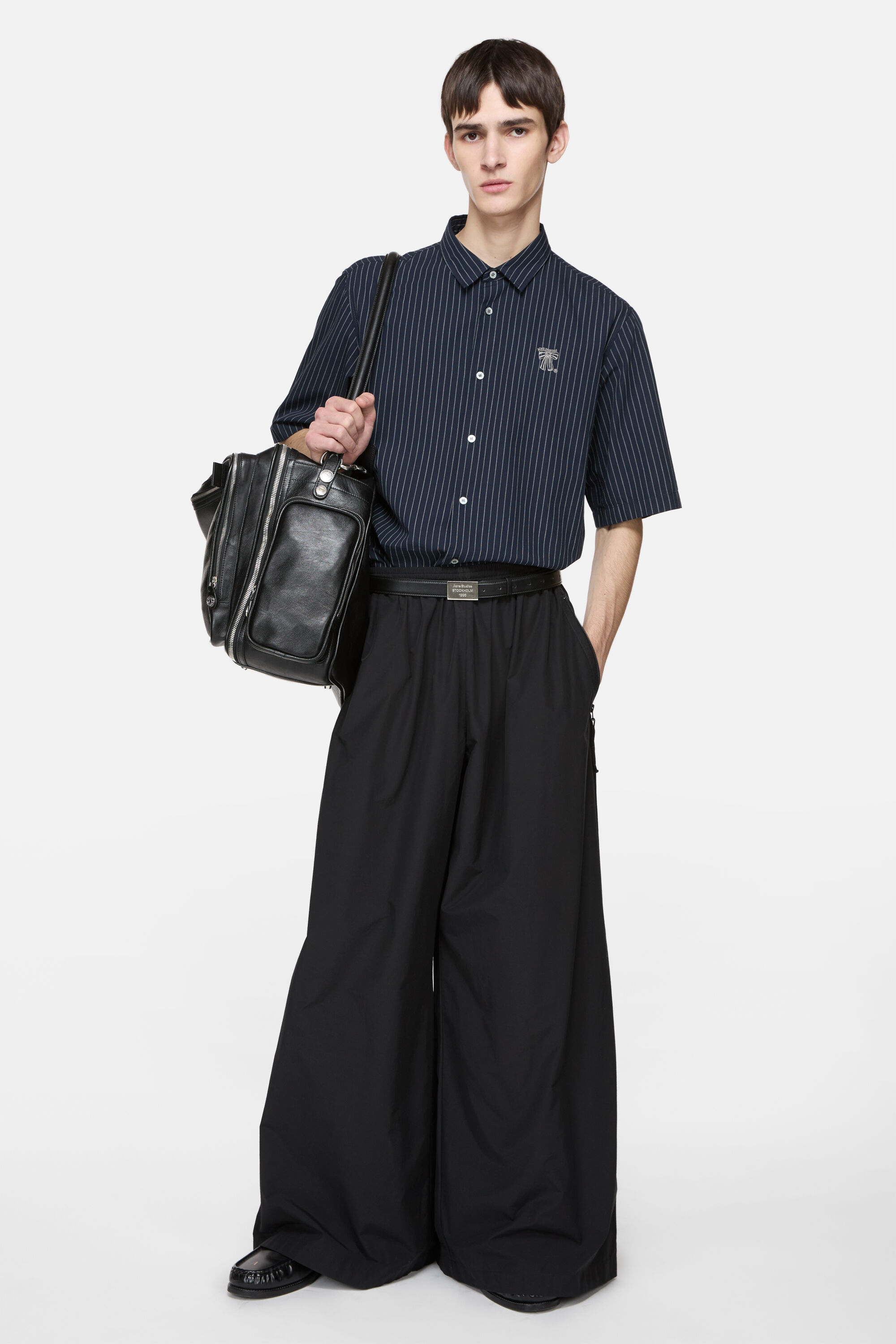 Acne Studios - ストライプボタンアップシャツ - ネイビー/ホワイト