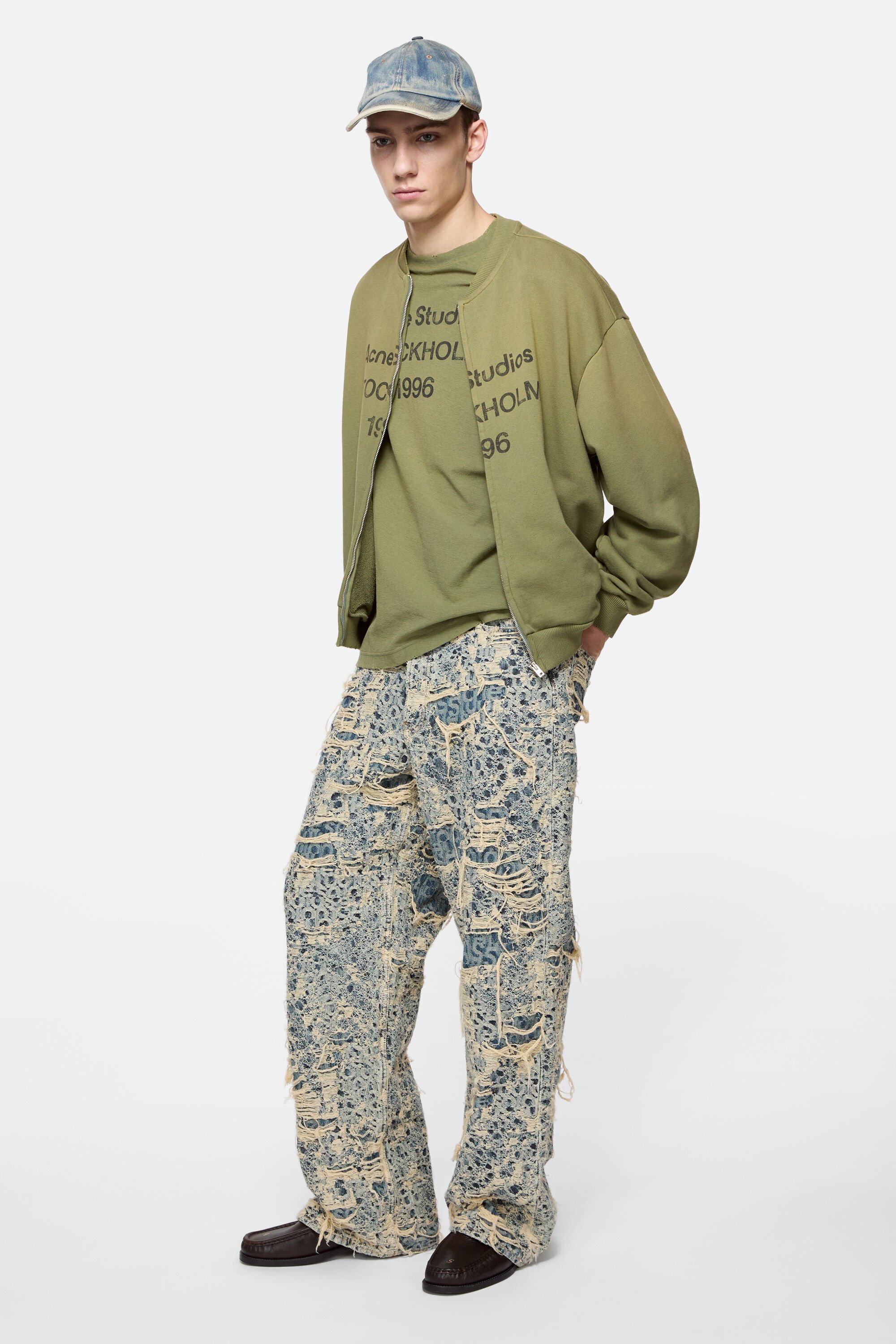 Acne Studios - Washed zip-up cardigan - Olive green