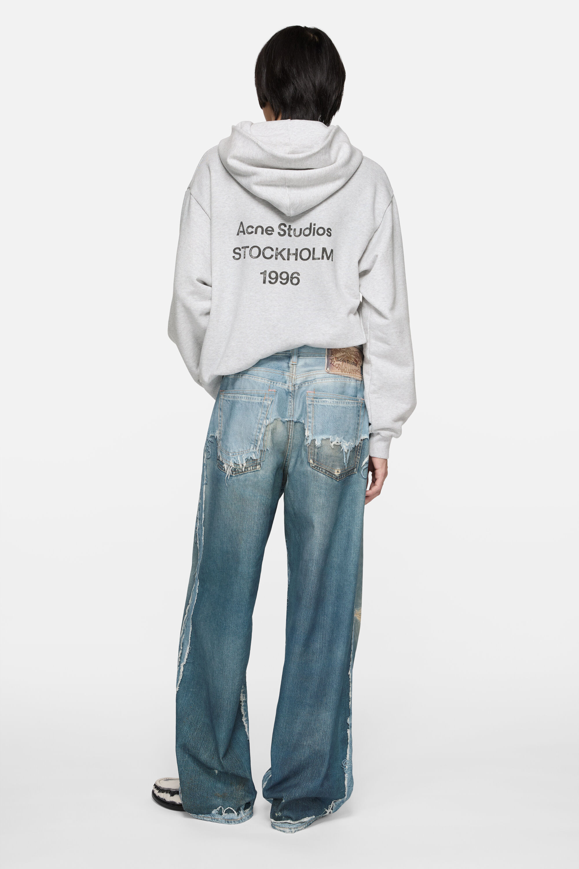Acne Studios - Fleece logo hoodie - Pale Grey Melange
